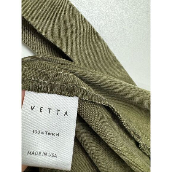 Vetta Women's High Rise Tie-Waist Snap Midi Skirt Green Size Small - Picture 7 of 7